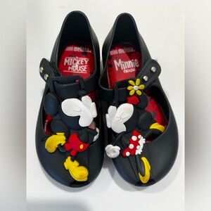 Mini Melissa Black Mickey and Minnie Kids Slippers